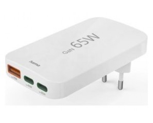 CARGADOR DE PARED HAMA 65W PLEGABLE 2xUSB-C PD 1xUSB-A