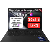 LG Gram 14" Intel Core Ultra 7 355 Portátil 35,6 cm (14") WUXGA 32 GB LPDDR5x-SDRAM 512 GB SSD Wi-Fi 6E (802.11ax) FreeDOS Negro LG Gram 14" Intel Core Ultra 7 355 Portátil 35,6 cm (14") WUXGA 32 GB LPDDR5x-SDRAM 512 GB SSD Wi-Fi 6E (802.11ax) FreeDOS Negro