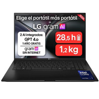 LG Gram Intel Core Ultra 7 258V Portátil 40,6 cm (16") WQXGA 32 GB LPDDR5x-SDRAM 512 GB SSD Wi-Fi 7 (802.11be) FreeDOS Negro LG Gram Intel Core Ultra 7 258V Portátil 40,6 cm (16") WQXGA 32 GB LPDDR5x-SDRAM 512 GB SSD Wi-Fi 7 (802.11be) FreeDOS Negro