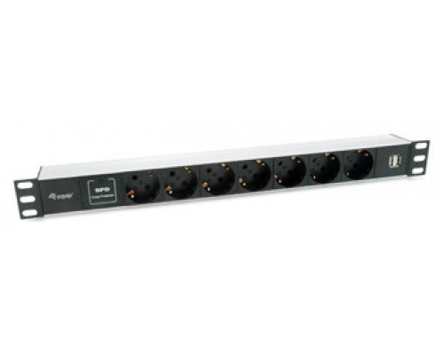 REGLETA ALIMENTACION ALUMINIO RACK 19" 1U 7 TOMAS