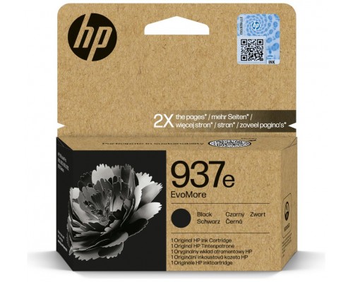 HP 937e EvoMore Black Original Ink Cartridge cartucho de tinta 1 pieza(s) Alto rendimiento (XL) Negro