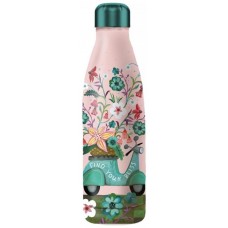 Botella isotermica enesco rosa estampado flores