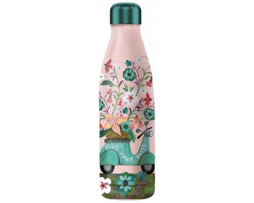 Botella isotermica enesco rosa estampado flores