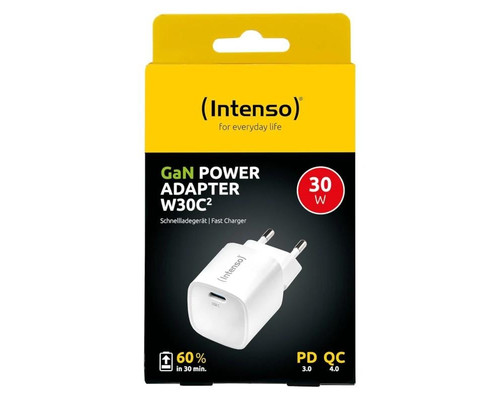 Intenso | Cargador pared GaN W30C&sup2; USB-C Blanco