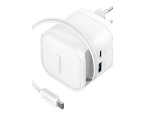 Intenso Cargador GaN W65ACIC retr&aacute;ctil Blanco