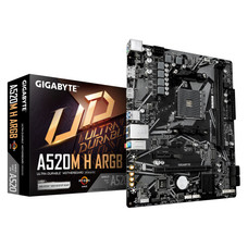 GIGABYTE A520M H ARGB Placa Base &acirc;&euro;&ldquo; Compatible con CPUs AMD Ryzen Serie 5000, hasta 5100 MHz DDR4 (OC), M.2 PCIe 3.0 x4, LAN 1 GbE, USB 3.2 Gen 1