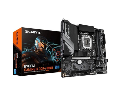 GIGABYTE B760M GAMING X DDR4 GEN5 Placa Base &acirc;&euro;&ldquo; Compatible con procesadores Intel Core 14&Acirc;&ordf; generaci&Atilde;&sup3;n, VRM de 8+1+1 fases, hasta 3200 MHz DDR4, 2 x M.2 PCIe 4.0, LAN 2.5 GbE, USB 3.2 Gen 1