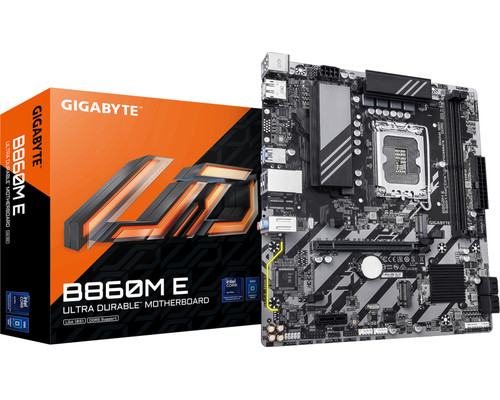 GIGABYTE B860M E Placa Base - Procesadores Intel Core Ultra Series, VRM de 4+1+2 fases, hasta 8800MHz DDR5 (O.C), 2xPCIe 4.0 M.2, LAN 1GbE, USB 3.2 Gen 1