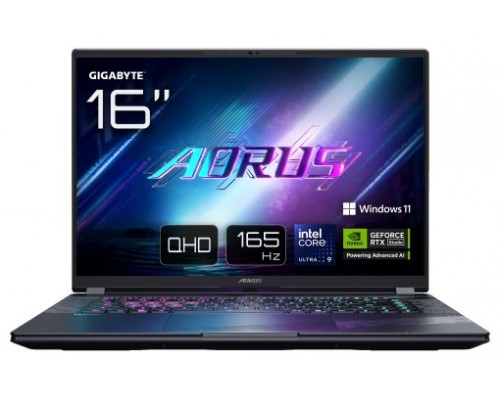 GIGABYTE AORUS ELITE 16 BWHC3ESC64SH ordenador portatil Intel Core Ultra 9 40,6 cm (16") DDR5-SDRAM NVIDIA GeForce RTX 5070 Wi-Fi 7 (802.11be) Windows 11 Home Gris
