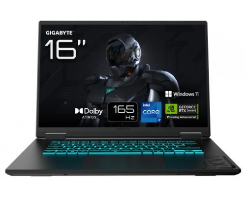 GIGABYTE GAMING A16 CWHI3ES864SH ordenador portatil IntelÂ® Coreâ„¢ i7 40,6 cm (16") WUXGA DDR5-SDRAM NVIDIA GeForce RTX 5070 Wi-Fi 6E (802.11ax) Windows 11 Home Negro