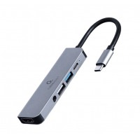 Gembird A-CM-COMBO5-02 base para portÃ¡til y replicador de puertos AlÃ¡mbrico USB 3.2 Gen 1 (3.1 Gen 1) Type-C Plata