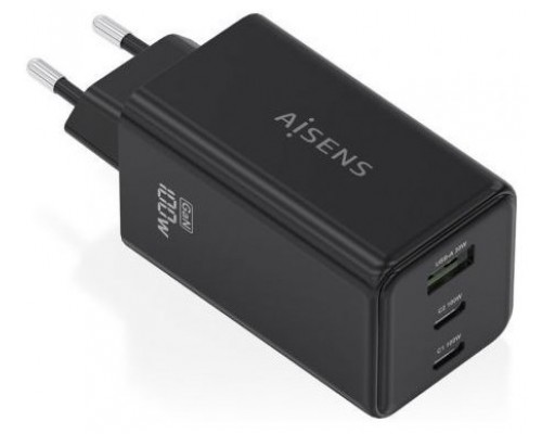 AISENS ASCH-100W3P052-BK cargador de dispositivo mÃ³vil Universal Corriente alterna Carga rÃ¡pida Interior