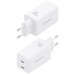 AISENS Cargador GaN 65W, 2xUSB-C PD3.0 QC4.0, Blanco