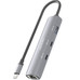 AISENS Dock USB-C A Ethernet Gigabit + Hub 2xUSB-C+1xUSB-A, Gris, 15cm