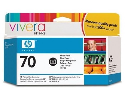 HP 70 130-ml Photo Black DesignJet Ink Cartridge cartucho de tinta 1 pieza(s) Original Rendimiento estÃ¡ndar Foto negro