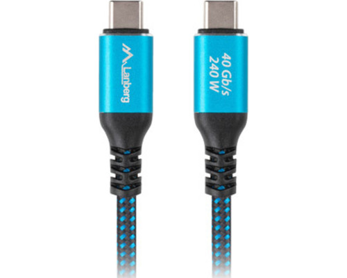 Lanberg CA-CMCM-44CU-0005-BK cable USB USB4 Gen 2x2 0,5 m USB C 40 Gbit/s 240 W Negro, Azul Lanberg CA-CMCM-44CU-0005-BK cable USB USB4 Gen 2x2 0,5 m USB C 40 Gbit/s 240 W Negro, Azul