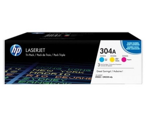 HP 304A 3-pack Cyan/Magenta/Yellow Original LaserJet Toner Cartridges cartucho de tÃ³ner 3 pieza(s) Cian, Magenta, Amarillo