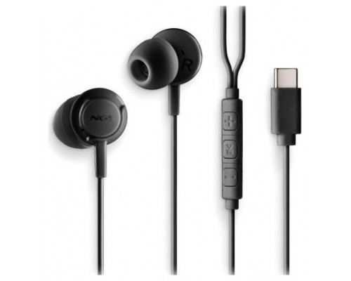 NGS Auricular Negro Estéreo USB-C Con Cable
