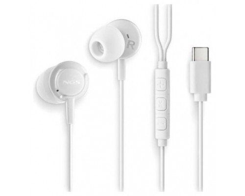 NGS Auricular Blanco Estéreo USB-C con cable