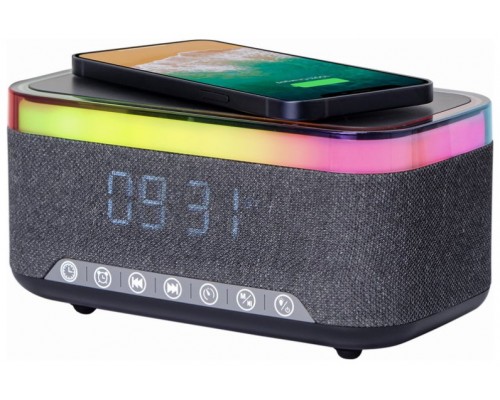 Gembird DAC-SPKBT-QC15-BK despertador Reloj despertador digital Negro, Gris