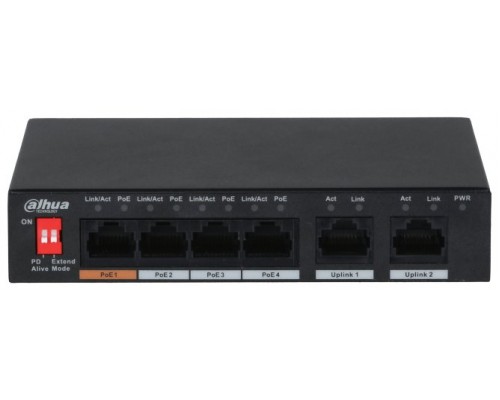 Switch dahua dh - pfs3006 - 4et - 60 poe 6 puertos