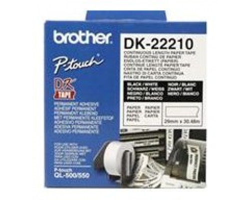 Brother DK-22210 cinta para impresora de etiquetas Negro sobre blanco