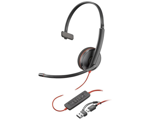Auriculares poly monoaurales blackwire 3210 usb - c