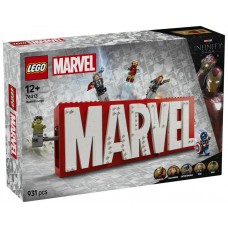 Lego marvel logotipo y figuras