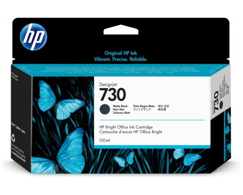 HP 730 130-ml Matte Black DesignJet Ink Cartridge cartucho de tinta 1 pieza(s) Original Rendimiento estÃ¡ndar