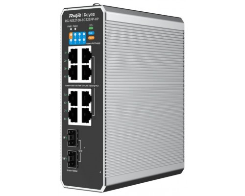 Ruijie Networks RG-NIS2100 Gestionado L2 Gigabit Ethernet (10/100/1000) EnergÃ­a sobre Ethernet (PoE) Negro, Acero inoxidable