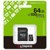 MEMORIA SD MICRO 64GB KINGSTON CLASE 10 +  ADAPTADOR
