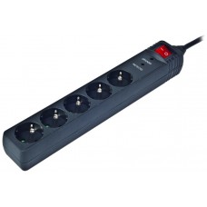 Gembird SPG5-C-10 limitador de tensiÃ³n Negro 5 salidas AC 250 V 3 m