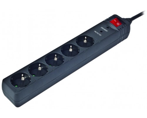 Gembird SPG5-C-10 limitador de tensiÃ³n Negro 5 salidas AC 250 V 3 m
