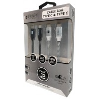 SUBBLIM PACK 2 CABLES USB TIPO USB-C A USB-C 1 M BLACK/SILVER
