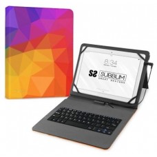 SUBBLIM FUNDA + TECLADO TABLET KEYTAB USB TRIANGULOS QWERTY EspaÃ±ol MicroUSB Multicolor