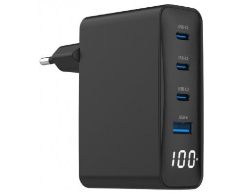Gembird TA-UC-PDQC100LCD-01-BK cargador de dispositivo mÃ³vil PortÃ¡til, Smartphone Negro Corriente alterna Carga rÃ¡pida Interior