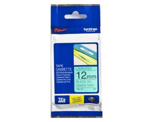Brother Cinta Laminada Negro/Verde 12 mm