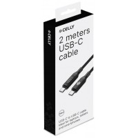 Celly Cable UsbC-UsbC2  2Mt Led BK 100w