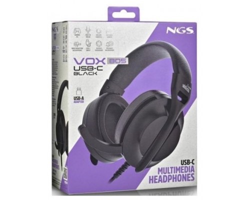 NGS Auriculares Cable USB-C Control Vol. Negro