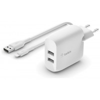 Cargador belkin wcd001vf1mwh 24w 2x usb